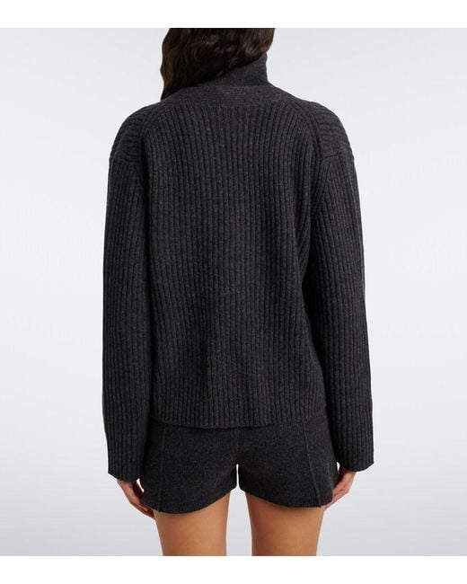 Jardin Des Orangers Black Ribbed-Knit Wool And Cashmere Cardigan