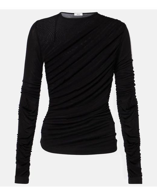 Agolde Black Tania Ruched Jersey Top