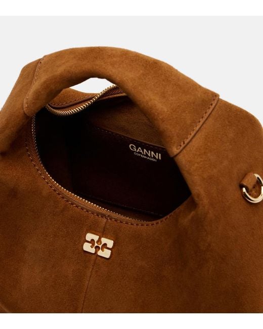 Ganni Brown Mini Top-Handle Bag