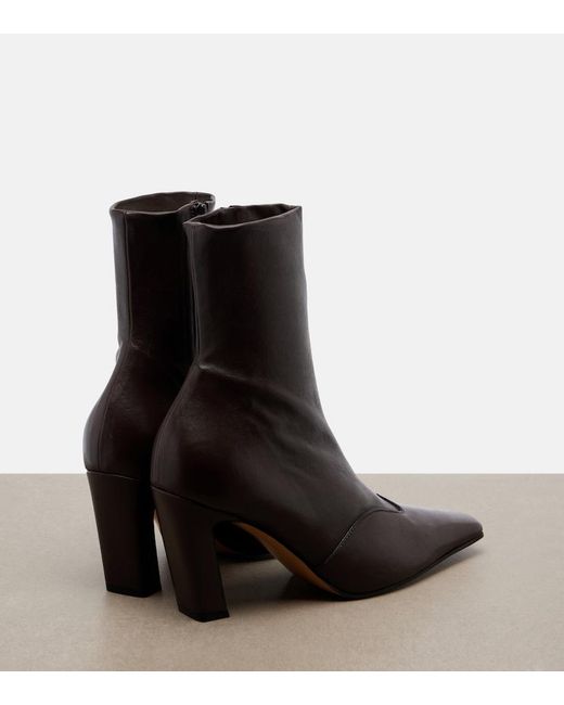 Khaite Black Nevada Leather Ankle Boots