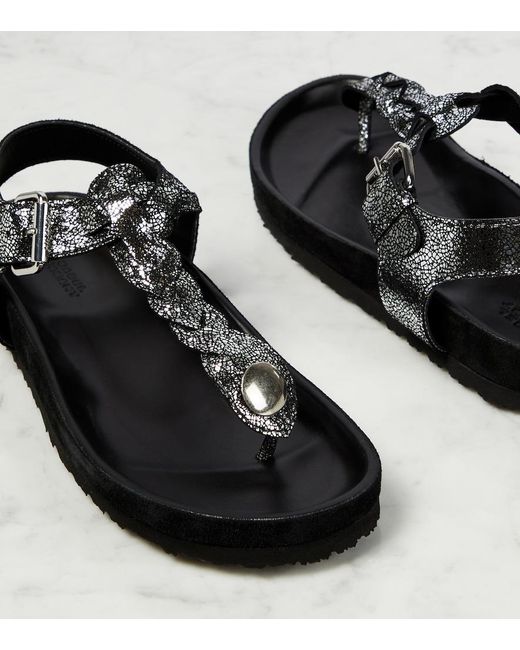 Isabel Marant Black Brook Metallic Leather Sandals