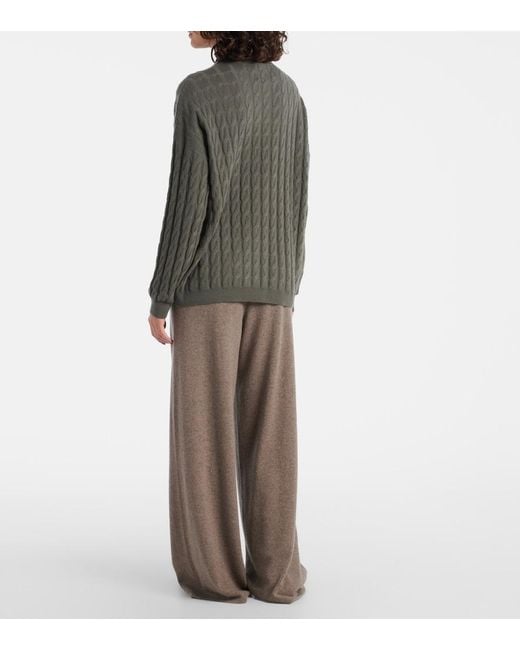 Lisa Yang Gray Cable-Knit Cashmere Sweater