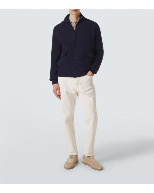 Lardini Blue Knitted Wool-Blend Jacket for men