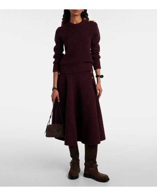 Bottega Veneta Purple Knot Knitted Midi Skirt