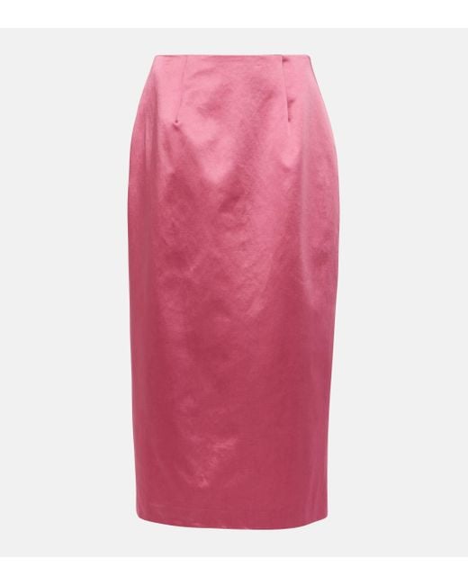 Carolina Herrera Pink Satin Midi Skirt