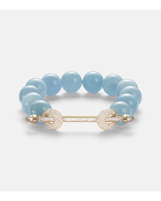 ANANYA Blue Chakra 18Kt Beaded Bracelet With Gemstones