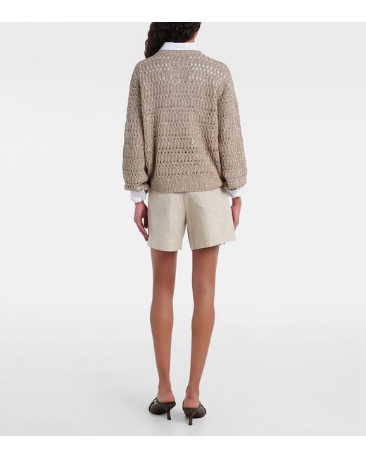 Brunello Cucinelli White High-Rise Linen And Cotton Bermuda Shorts