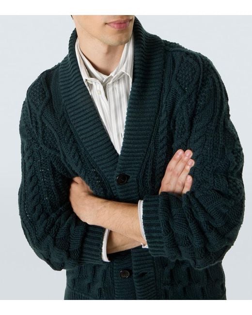 Zegna Blue Cable-Knit Cashmere Cardigan for men