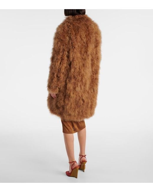 Yves Salomon Brown Feather Coat