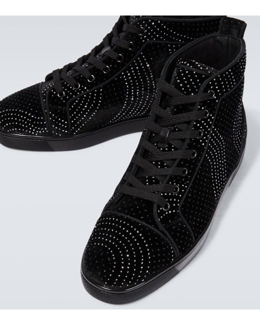 Christian Louboutin Black Louis Suede Embellished Sneakers for men
