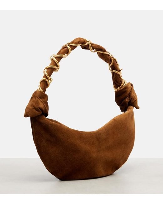Saint Laurent Brown Amalia Mini Suede Shoulder Bag