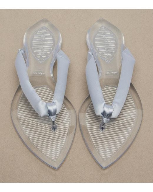 Alaïa White Invisible Satin Thong Sandals