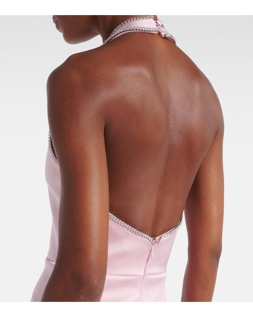 Rebecca Vallance Pink Akari Cutout Halterneck Satin Gown