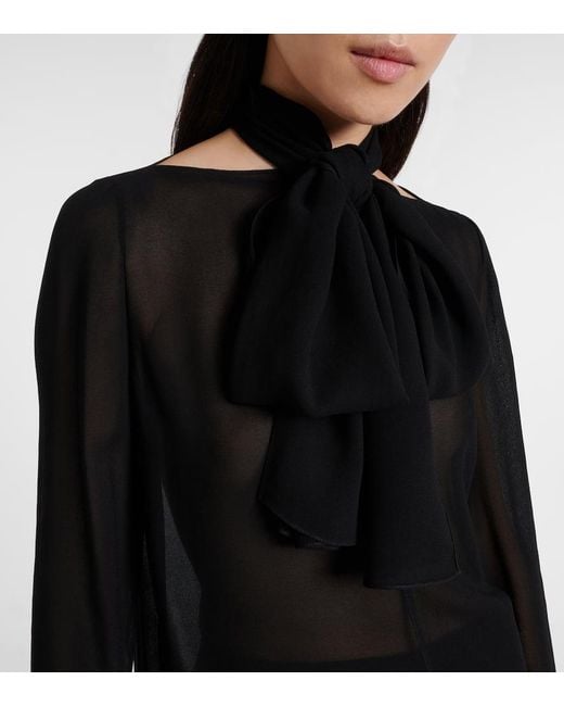 Blusa Trasnparente Con Lazada Alaïa de color Black