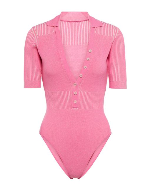 Jacquemus Synthetic Le Body Yauco Polo Bodysuit in Pink - Lyst