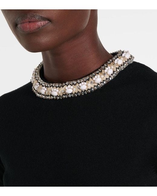 Valentino Black Embroidered Virgin Wool Top