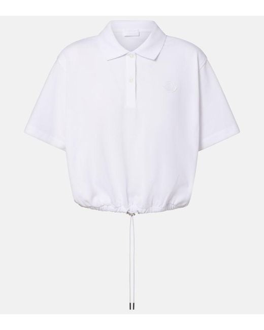 Moncler White Cotton Pique Polo Shirt