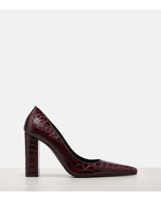 Alaïa Brown Pointy 90 Croc-Effect Leather Pumps