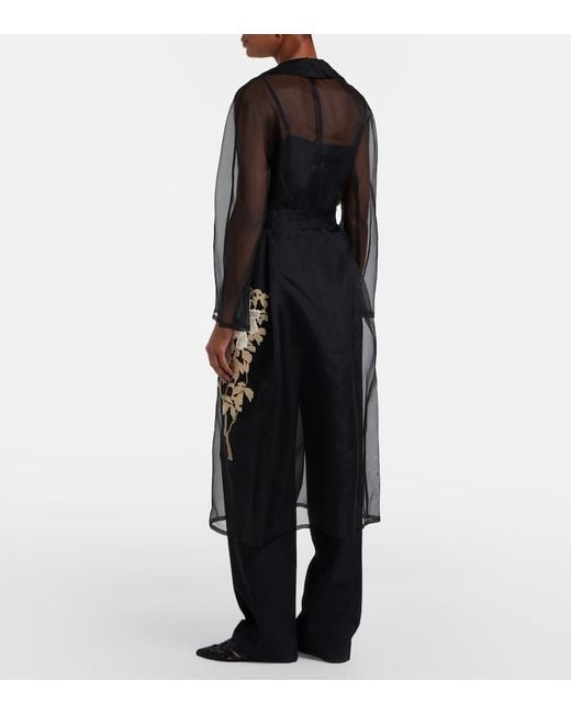 Max Mara Black Elegante Vodka Embroidered Silk Robe