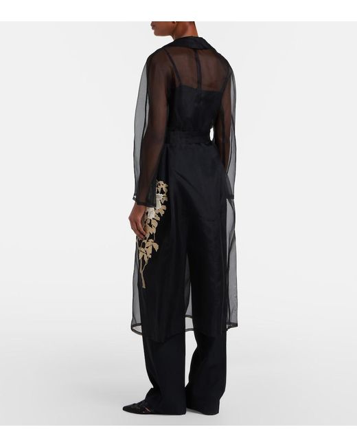 Max Mara Black Elegante Vodka Embroidered Silk Robe