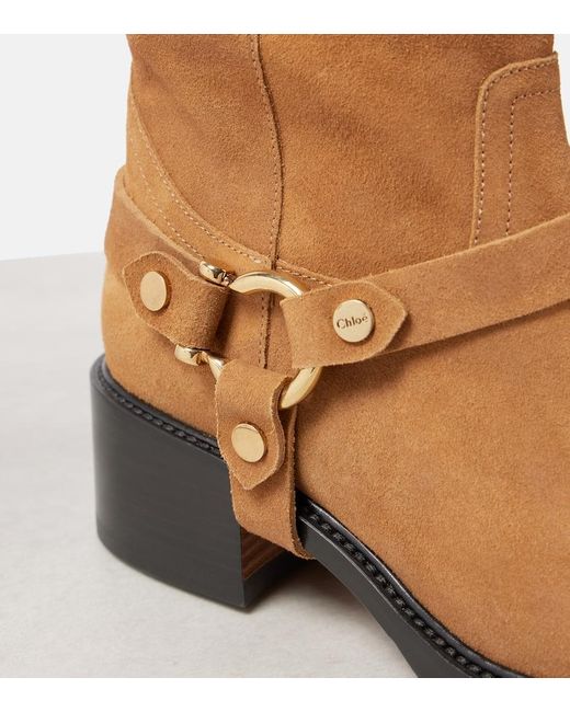 Chloé Brown Dakota Suede Biker Boots
