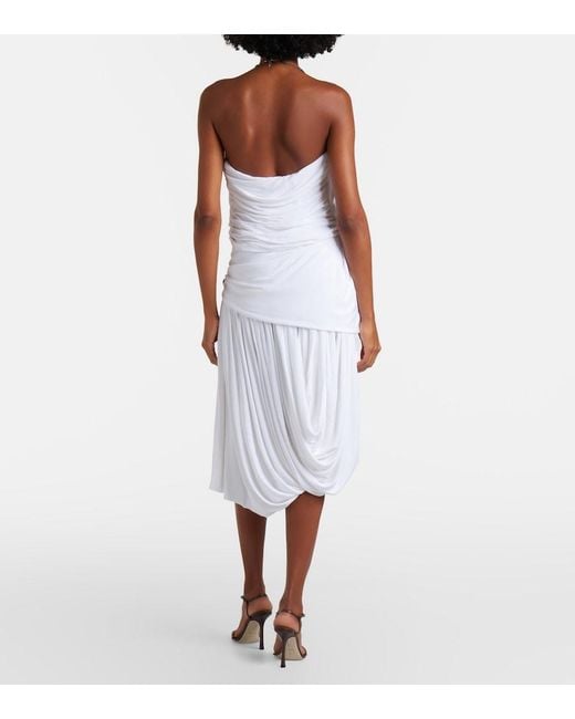 Christopher Esber White Chime Asymmetric Draped Jersey Midi Dress