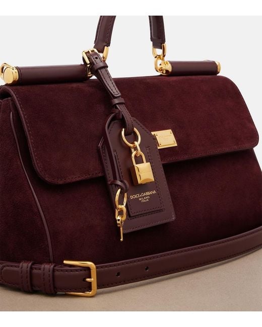 Dolce & Gabbana Purple Sicily Medium Suede Top-Handle Bag