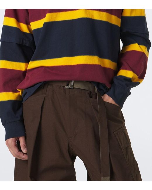 Sacai Blue Striped Cotton Jersey Sweatshirt for men
