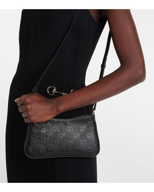 Gucci Black Schultertasche Gg Mini Aus Leder