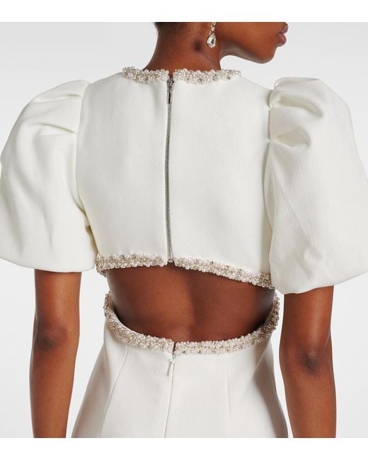 Rebecca Vallance White Bridal Alicia Embellished Crepe Midi Dress