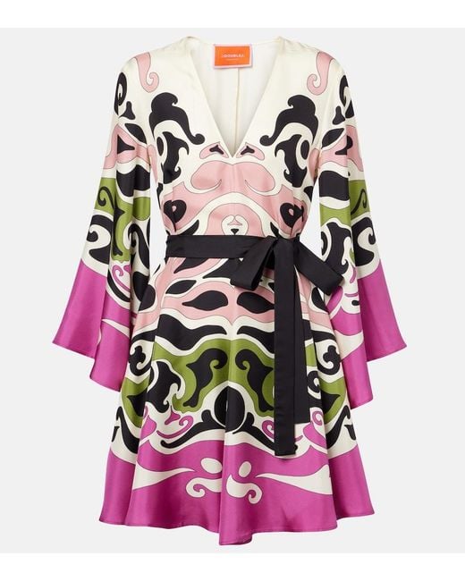 LaDoubleJ Pink Magnifico Printed Silk Twill Minidress