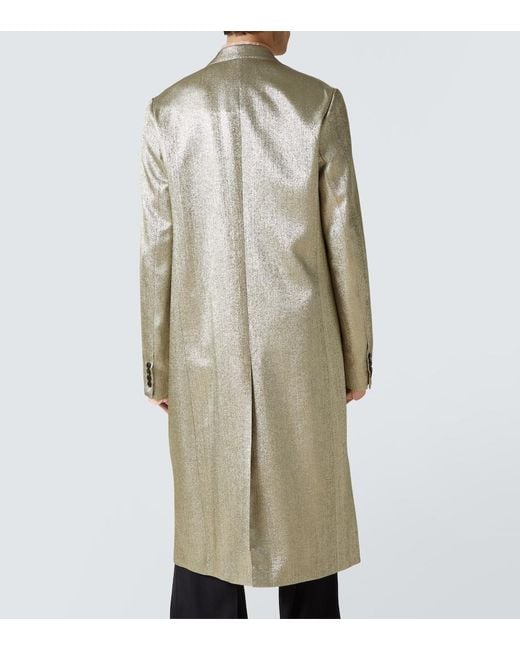 Dries Van Noten Natural Double-Breasted Lame Coat for men