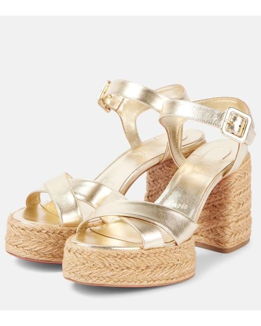Christian Louboutin Calakala 85 Metallic Leather Platform Sandals