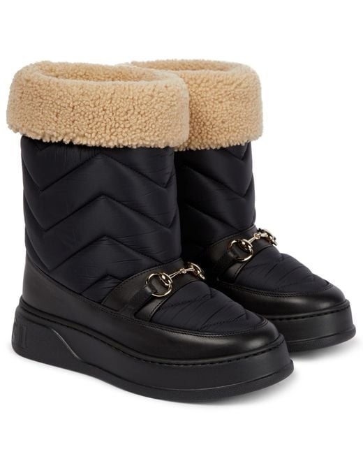 Gucci Shearling-lined Snow Boots in Black | Lyst