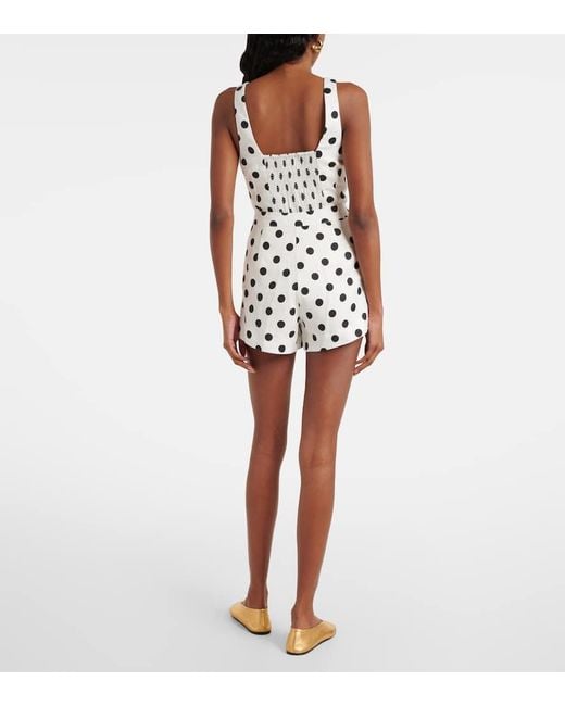 Posse White Rosalie Polka-Dot Linen Shorts