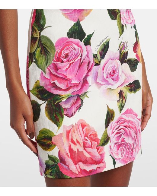 Dolce & Gabbana White Floral Print Mini Dress