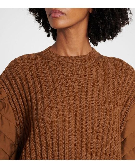 Max Mara Brown Ottuso Ribbed-Knit Virgin Wool Minidress