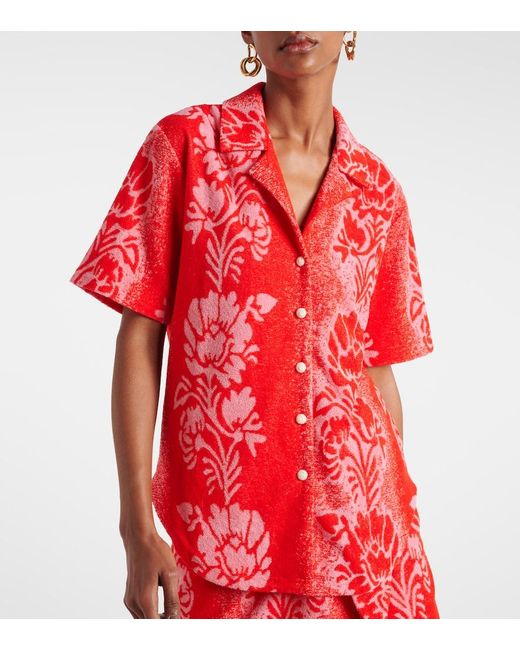 ALÉMAIS Red Martha Printed Cotton-Blend Shirt