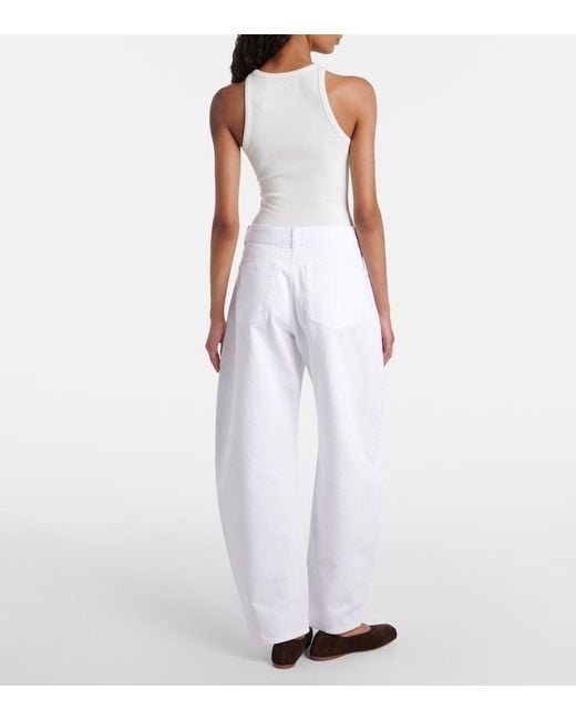 Alaïa White Mid-Rise Barrel-Leg Jeans