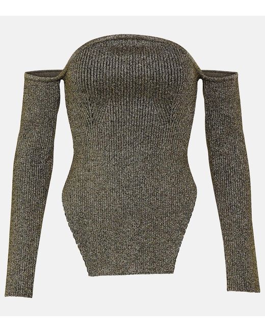 Khaite Green Maria Off-Shoulder Top