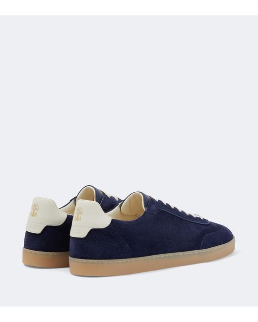 Brunello Cucinelli Blue Suede Sneakers for men