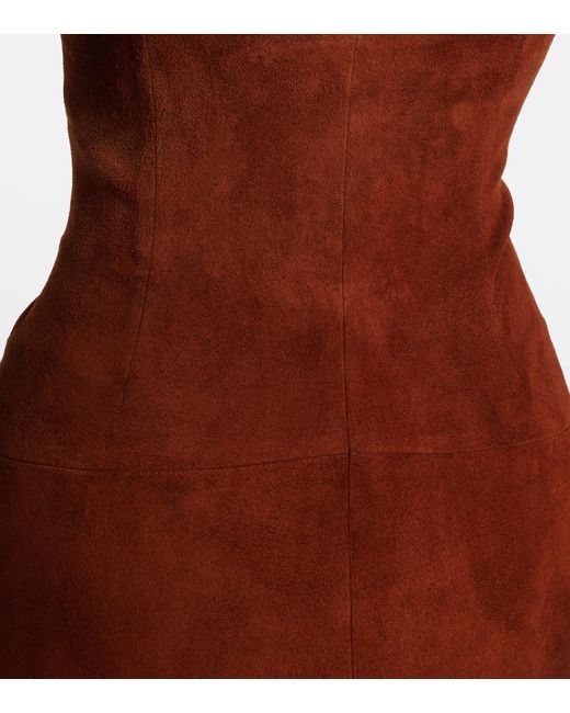 Stouls Brown Monica Strapless Suede Midi Dress