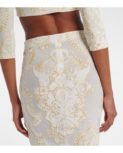 Roberto Cavalli Natural Printed Midi Skirt