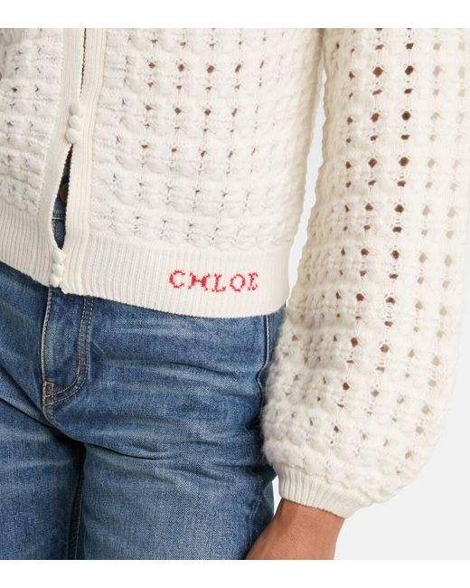 Chloé Natural Cardigan Aus Wolle Und Kaschmir