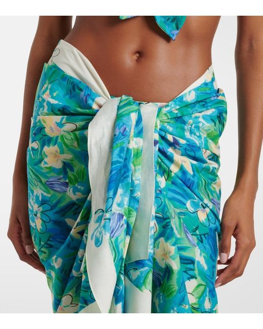 Chloé Blue Floral Cotton Beach Cover-Up