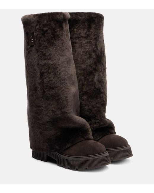 Bogner Black Stiefel Turin Aus Shearling Und Veloursleder