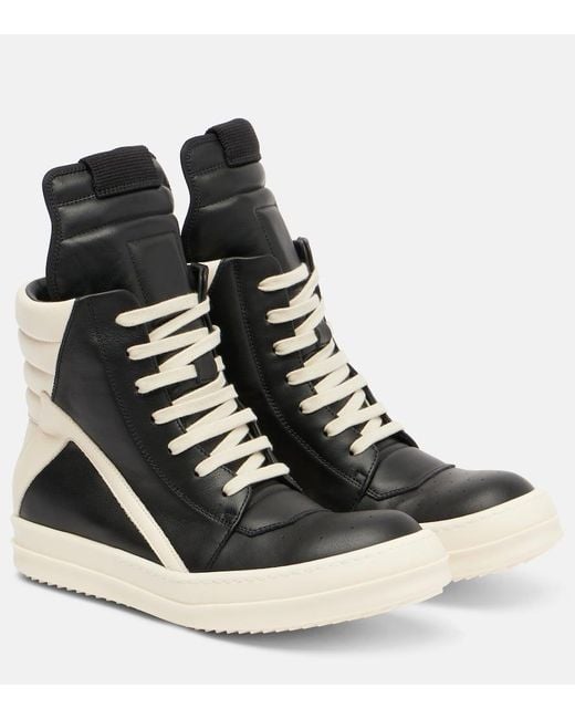 Rick Owens Black Sneakers Geobasket Aus Leder