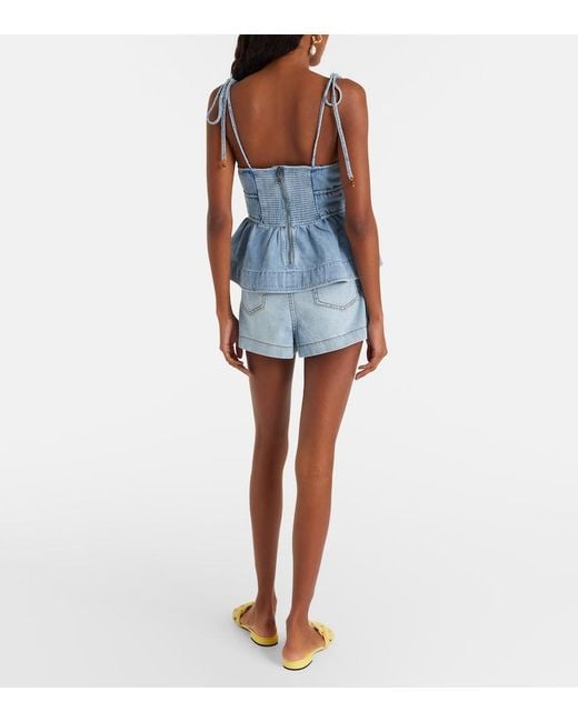 Zimmermann Blue Wanderlust Denim Shorts