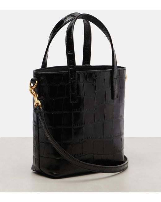Toy Mini Croc-Effect Leather Tote Saint Laurent en coloris Black
