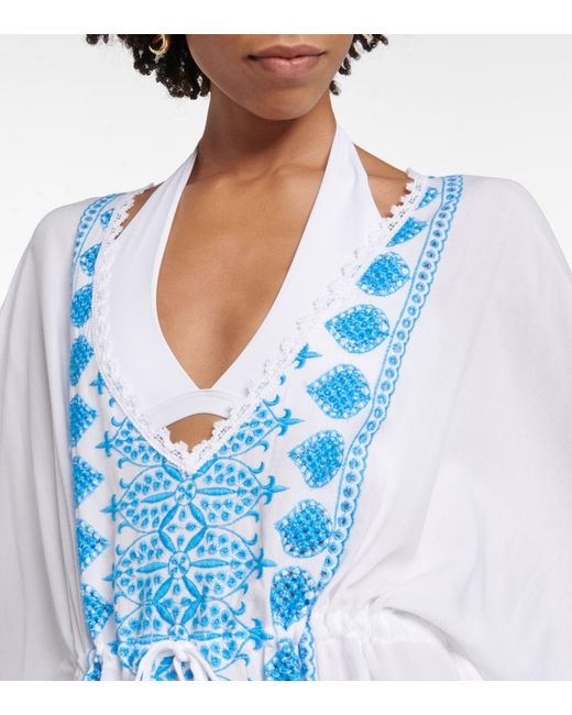 Melissa Odabash Blue Isabelle Embroidered Minidress